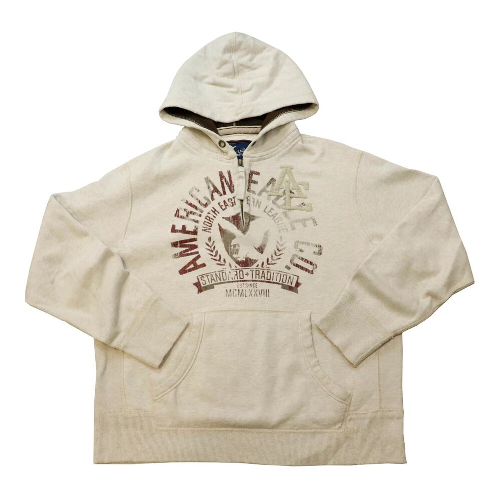 Vintage American Eagle Grey Quarter ZIP Hoodie Size L